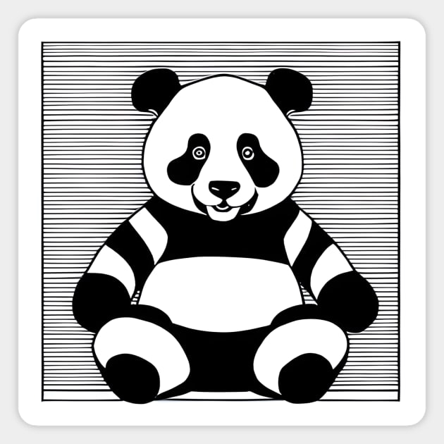 Panda in a Stripes Pullover Magnet by Kingrocker Clothing